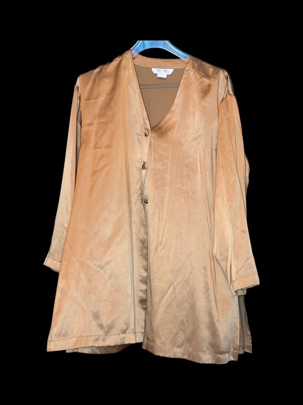 VINTAGE Paul Reid 100% Silk Golden Blouse Size Medium